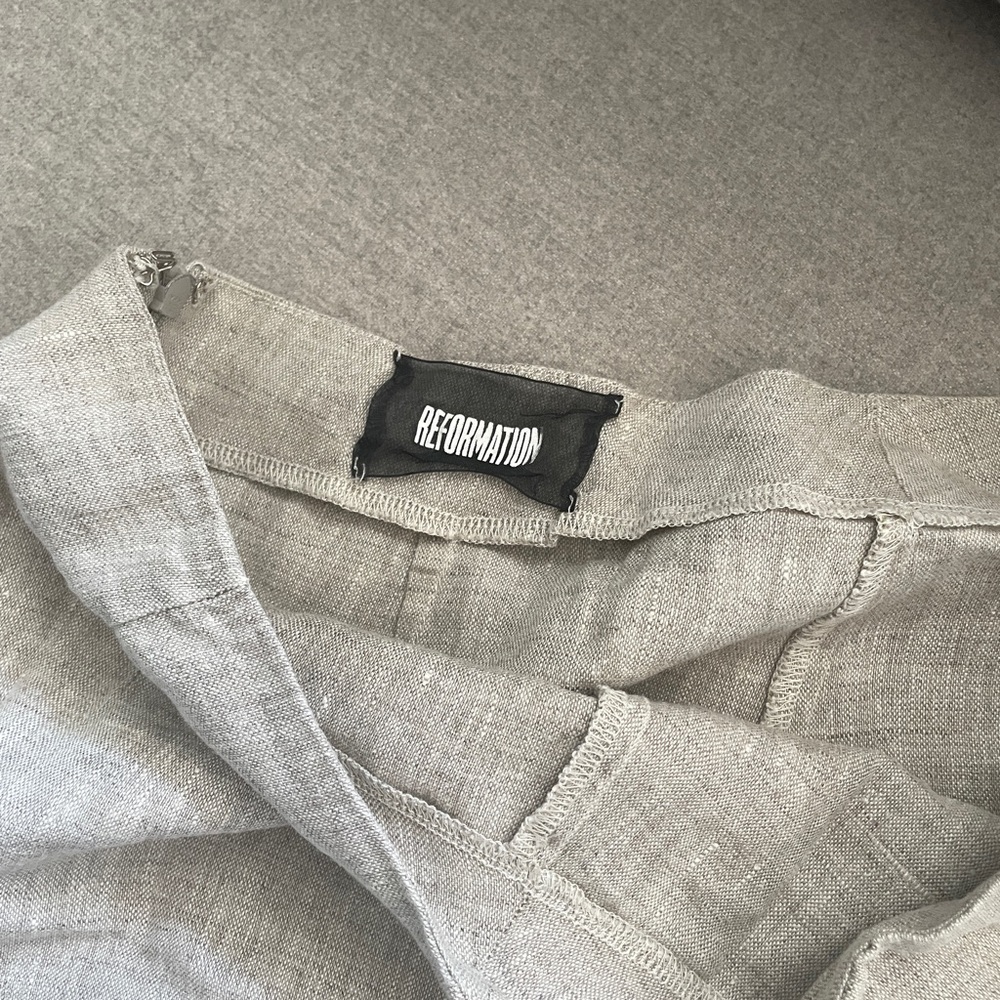 Reformation Light Gray Linen Blouse